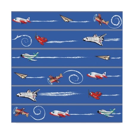 Sher Sester 'Flight Time Stripe Pattern Blue Repeat' Canvas Art,35x35